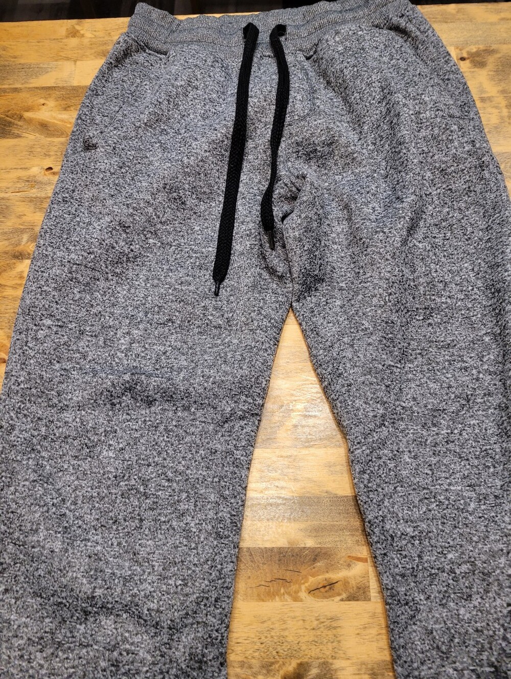 South Pole Men's Heather Gray Knit Joggers with Black Drawstring